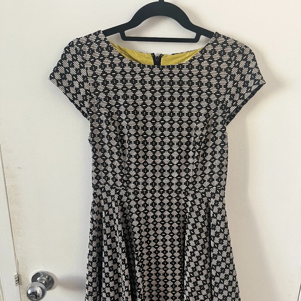 Anthropologie Maeve Jacquard Circle Dress in Black/White - Size 2